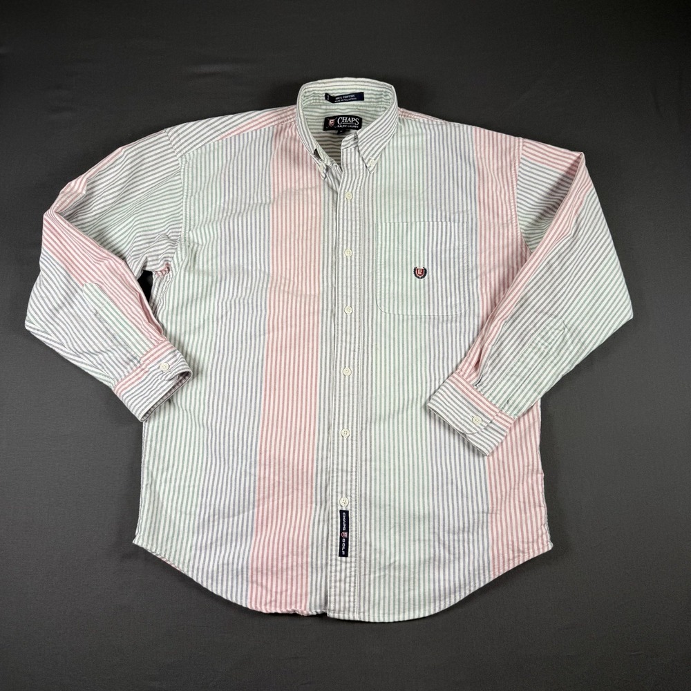 Vintage 90s Chaps Ralph Lauren Golf  Button Down - Color Stripes - Mens Size M